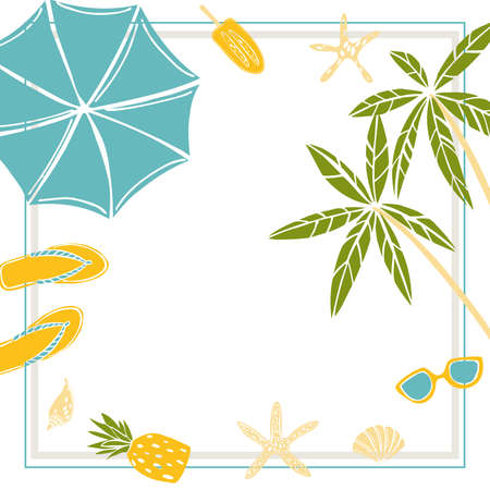 Vector summer background with palm trees.のイラスト素材