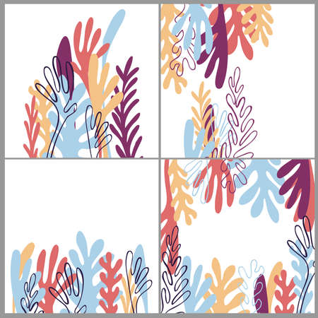 Set of abstract artistic creative universal cards. Design for prints, flyers, banners, cards. Vector illustrationのイラスト素材