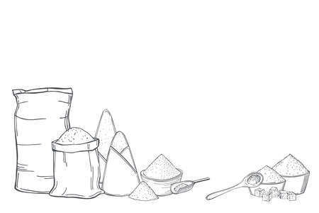 Hand drawn sugar set. Vector sketch illustration.のイラスト素材