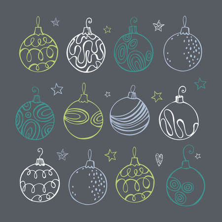 Hand drawn Christmas balls. Vector sketch illustration.のイラスト素材