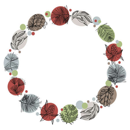 Hand-drawn Christmas wreath. Vector sketch illustration.のイラスト素材