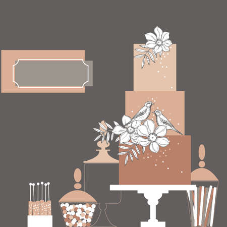 Wedding cake and candy bar. vector illustration.のイラスト素材