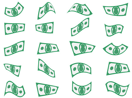 Falling paper money, bills or currency set shapesのイラスト素材