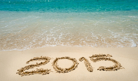 Beach and 2015 new yearの写真素材