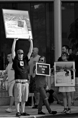Protesters at the Rainforest Coalitions protest at the annual Chevron board meeting.のeditorial素材