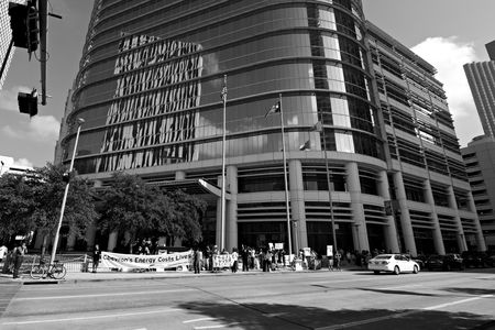 Protesters at the Rainforest Coalitions protest at the annual Chevron board meeting.のeditorial素材