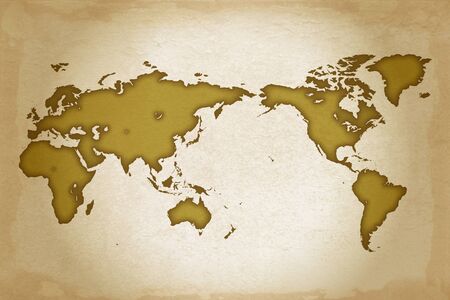 Traditional paper texture beige world map