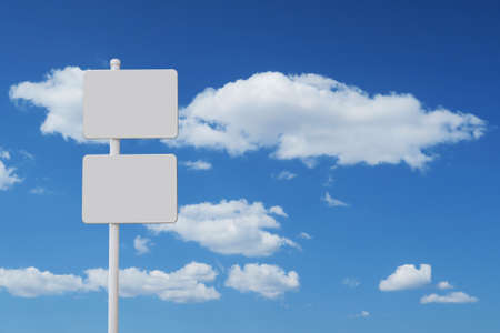 Two choices plain sign blue skyの写真素材