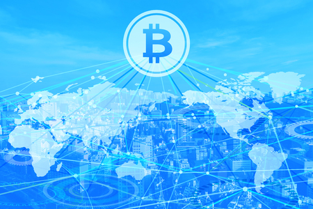 bitcoin network worldの写真素材