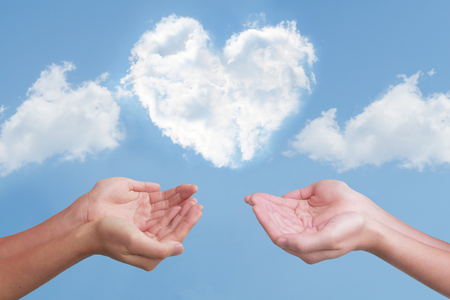 heart cloud lover handの写真素材