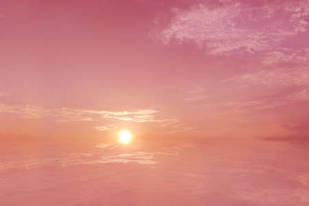 sunset Japanese lakeの写真素材