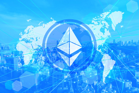 cryptocurrency coin eth business image cityscape background