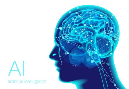Artificial intelligence AI network and white backgroundの写真素材
