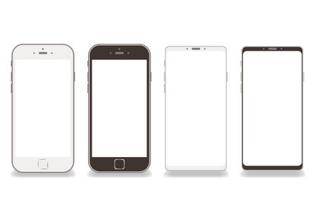 Black and white smartphone frame vector White background-Copy space on screenのイラスト素材