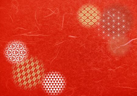 Japanese pattern and red Japanese paper texture materialの写真素材