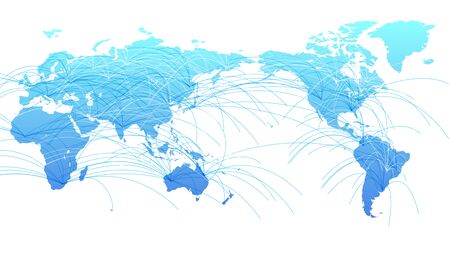 Digital Network World Map 3D Imageのイラスト素材