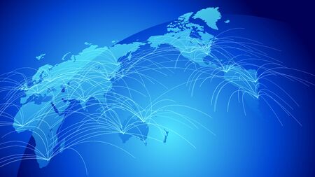 Digital Network World Map 3D Imageのイラスト素材