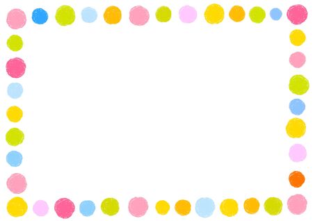 Textured background frame with circular colorful crayonsのイラスト素材