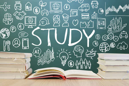 Various knowledge and blackboard backgrounds for learning through reading - smartphones, computers,...