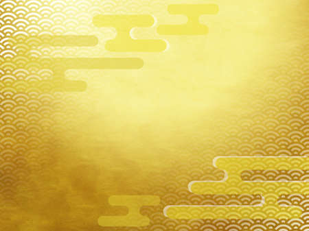 Gold Background Japanese Pattern - Cloud Designの写真素材