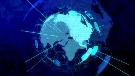 Blue digital earth network image blue background