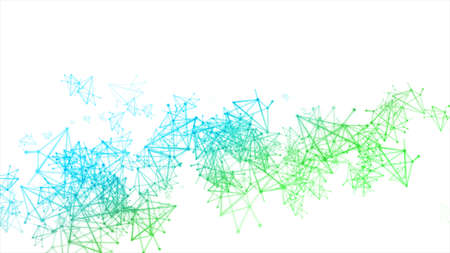 Connected green network digital white background