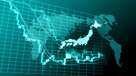 Japan green digital stock chart imageの写真素材