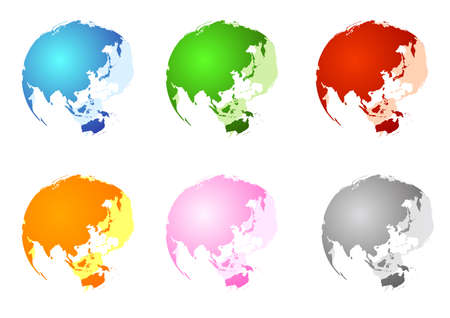 Colorful digital network earth setのイラスト素材