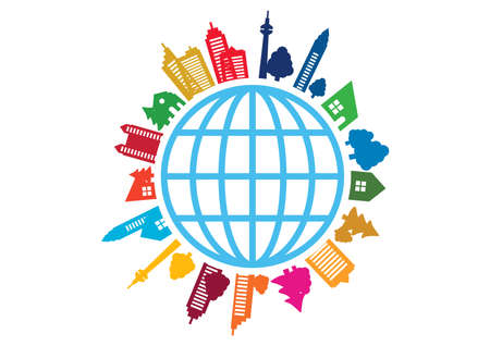 SDGs-Cityscape silhouette image markのイラスト素材