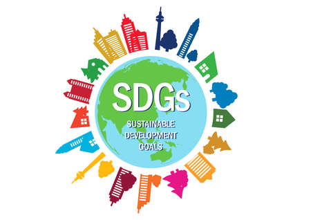 SDGs-Cityscape silhouette image markのイラスト素材