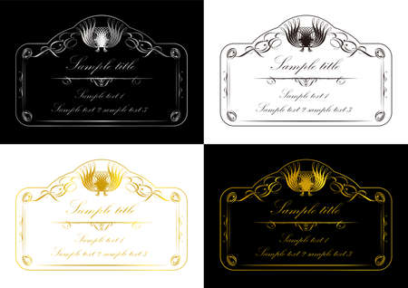 Gold and silver and black and white classic frame setのイラスト素材