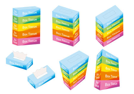Colorful box tissue multi-angle setのイラスト素材