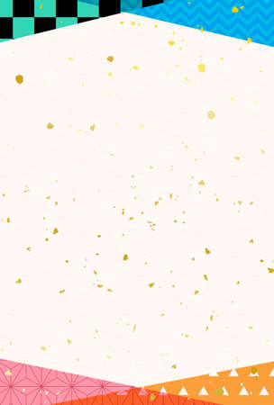 Japanese pattern background frame-New Year's card format.のイラスト素材