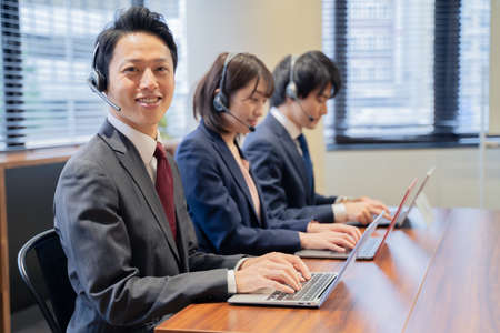 Image of three operator call centersの写真素材