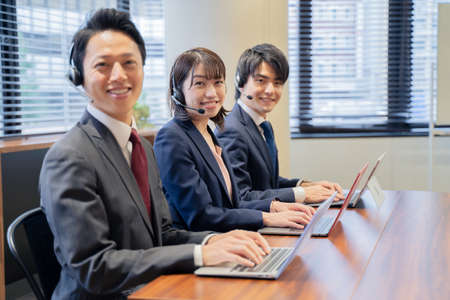 Image of three operator call centersの写真素材