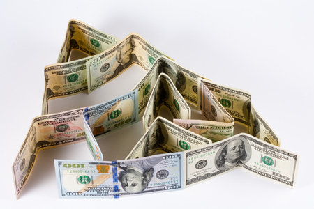 Dollar, model on dollar banknote, concept and idea of time value and money, realestate business and finance concepts. retro, greenの写真素材