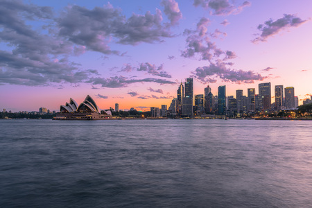 Sydney Harbour at sunset viewed from Milsons Point in North Sydney Australia. DEC 19,2016 Sydney...