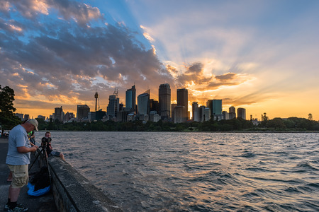 Sunset on the Sydney City Australia.JAN 29,2017 The City of Sydney is the local government area covering the Sydney central business district and surrounding inner city suburbs of the greater metropolitan area of Sydney.のeditorial素材