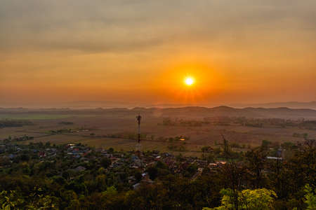 Sunset on the mountain in Chiang Rai,North of Thailanの写真素材