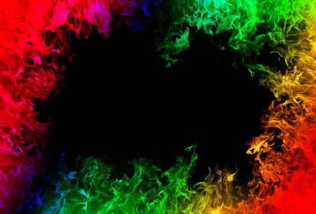 fire and flames on a black backgroundの写真素材