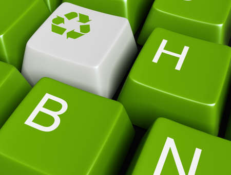 Recycle  on green buttonの写真素材