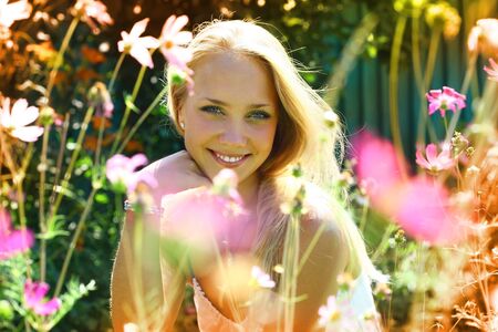 Young beautiful girl enjoyingの写真素材