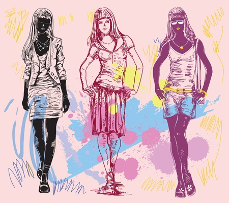 female fashion models set.のイラスト素材