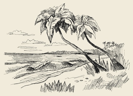 original hand drawn picture of seaのイラスト素材