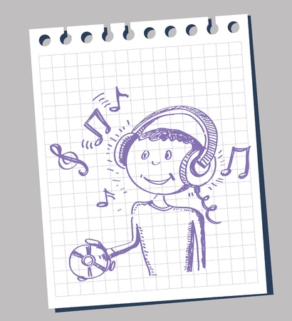 boy with CDのイラスト素材