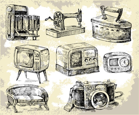 old times-original hand drawn setのイラスト素材