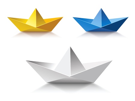 Three Color Paper boatのイラスト素材
