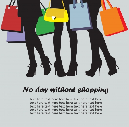 women and bags,   image of shopping timeのイラスト素材