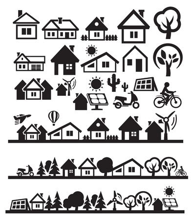 houses iconsのイラスト素材