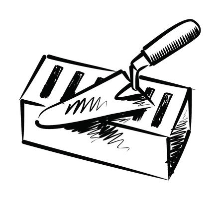 trowel and brickのイラスト素材
